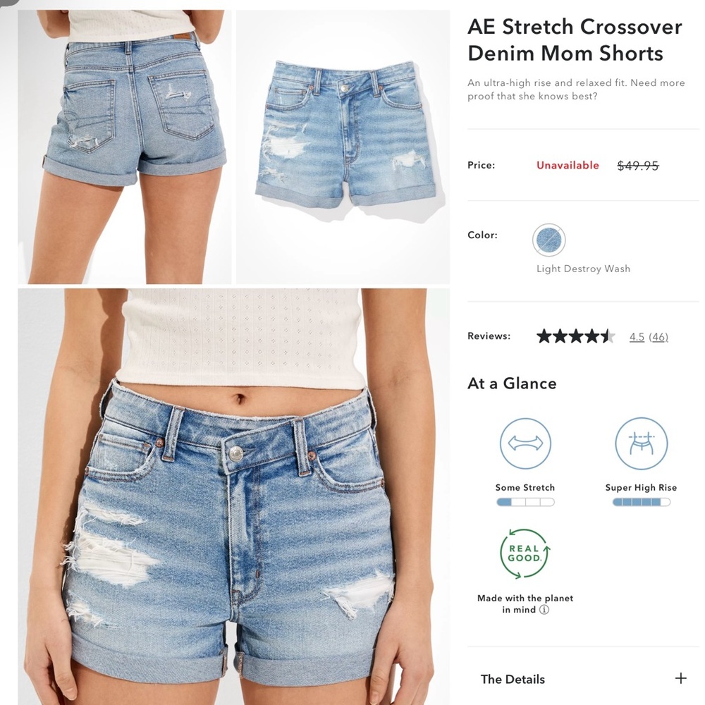 American Eagle Outfitters Blue Distressed Jean Shorts